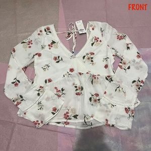 Hollister Floral Blouse - White and Pink